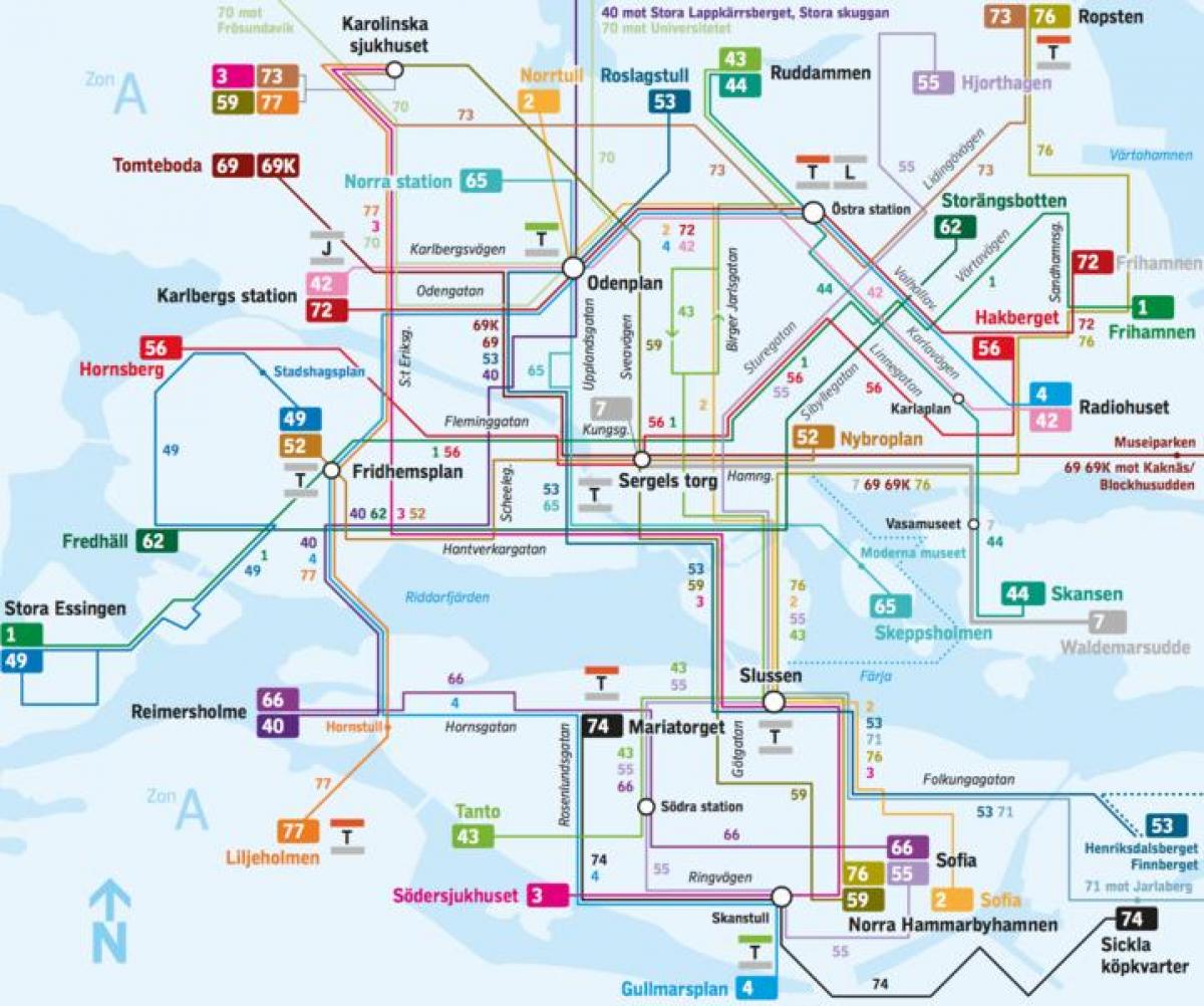 Stockholm lignes de bus de la carte