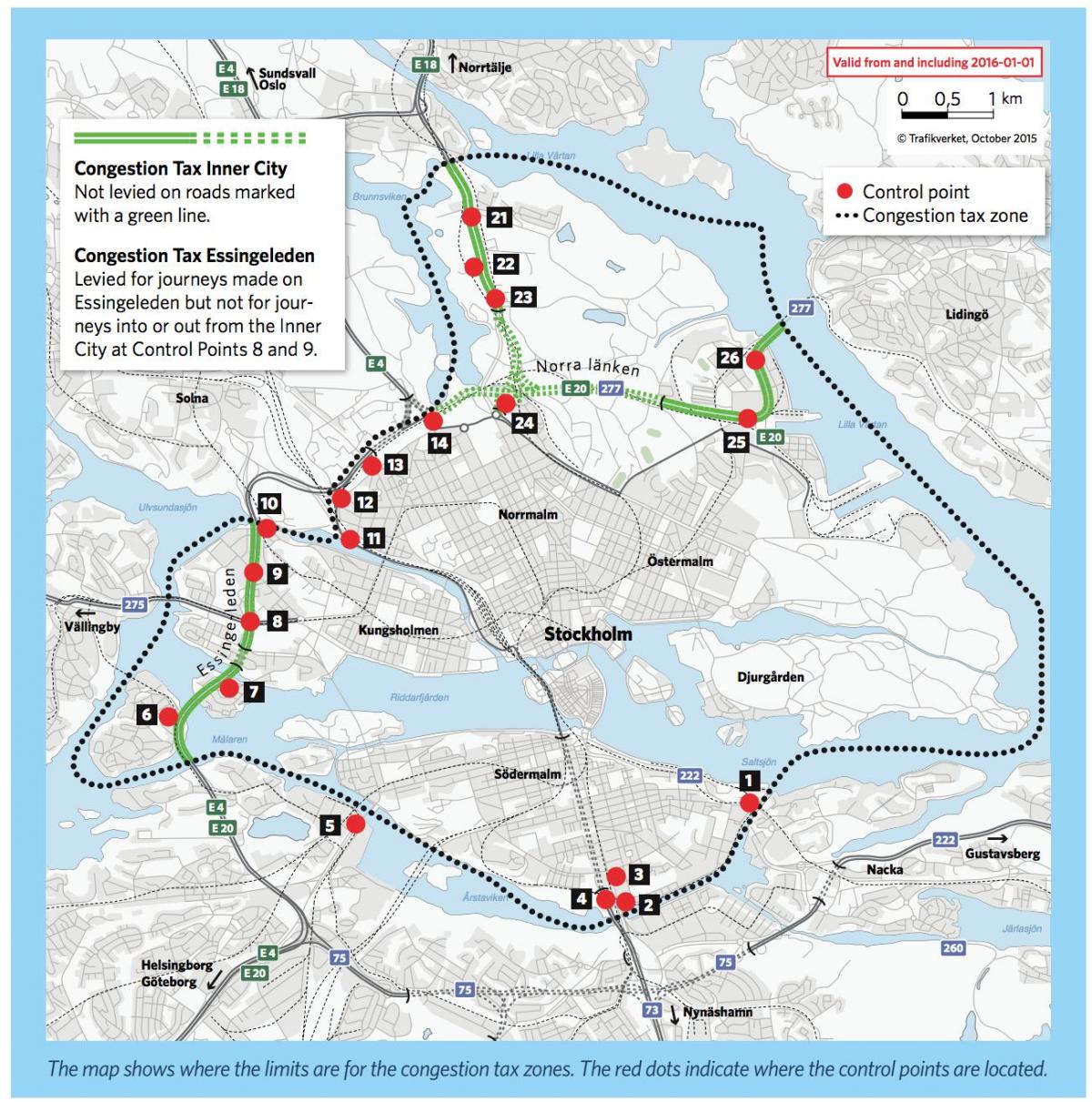 la carte de Stockholm congestion charge