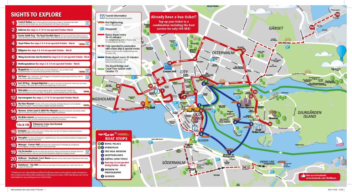 Stockholm rouge carte de bus