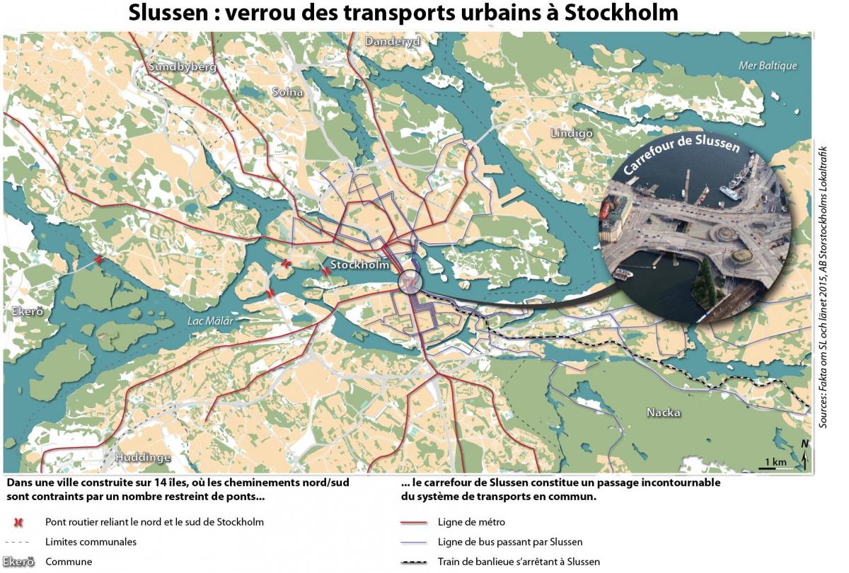la carte de Stockholm slussen