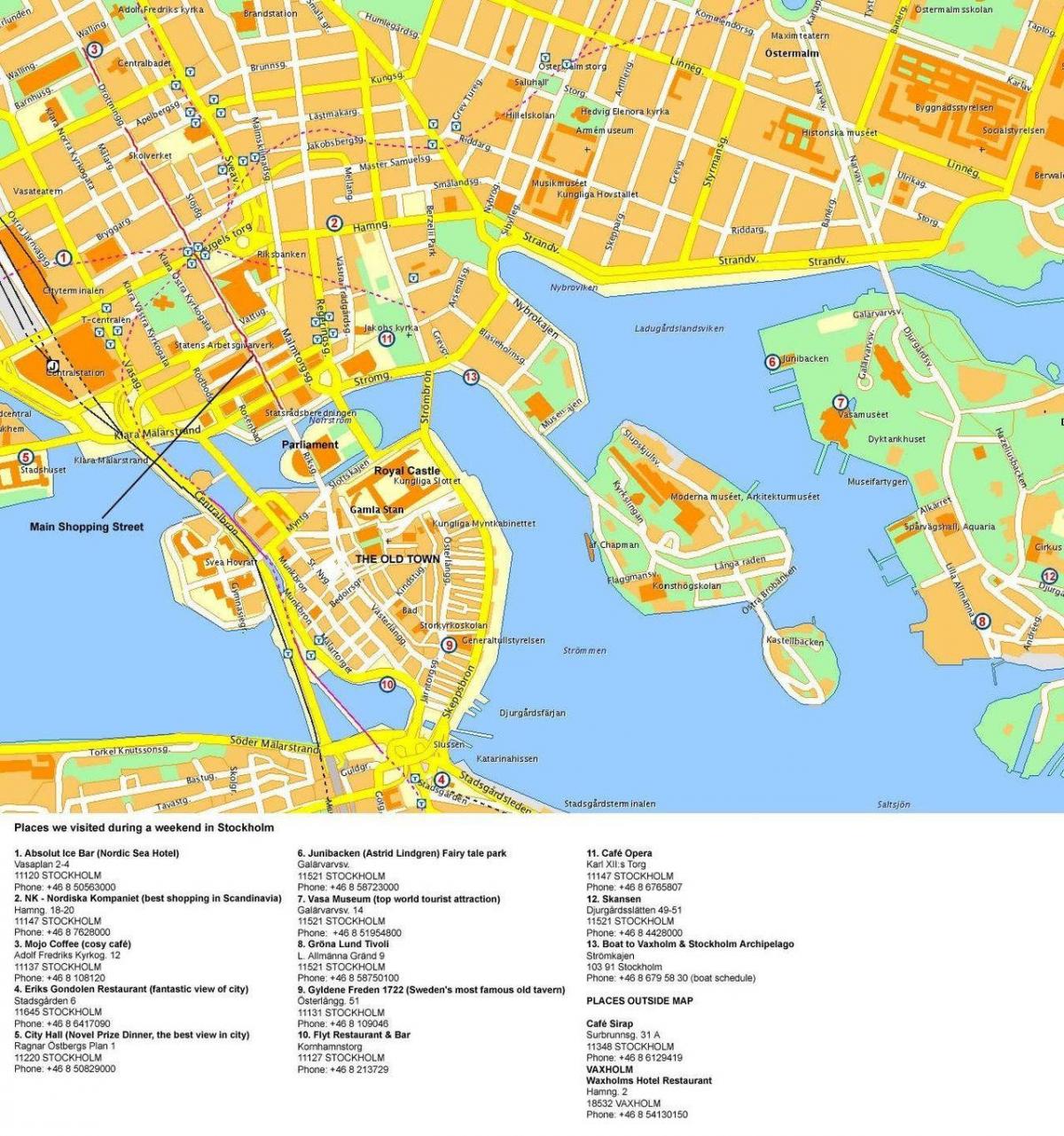 la carte de Stockholm, le terminal de croisière