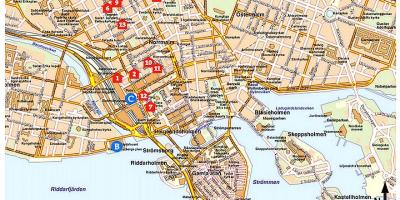 Carte touristique de Stockholm, Suède