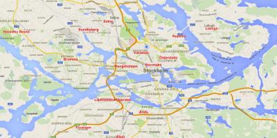 Carte des quartiers de Stockholm