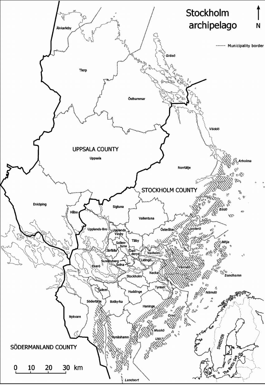 carte de l'archipel de Stockholm