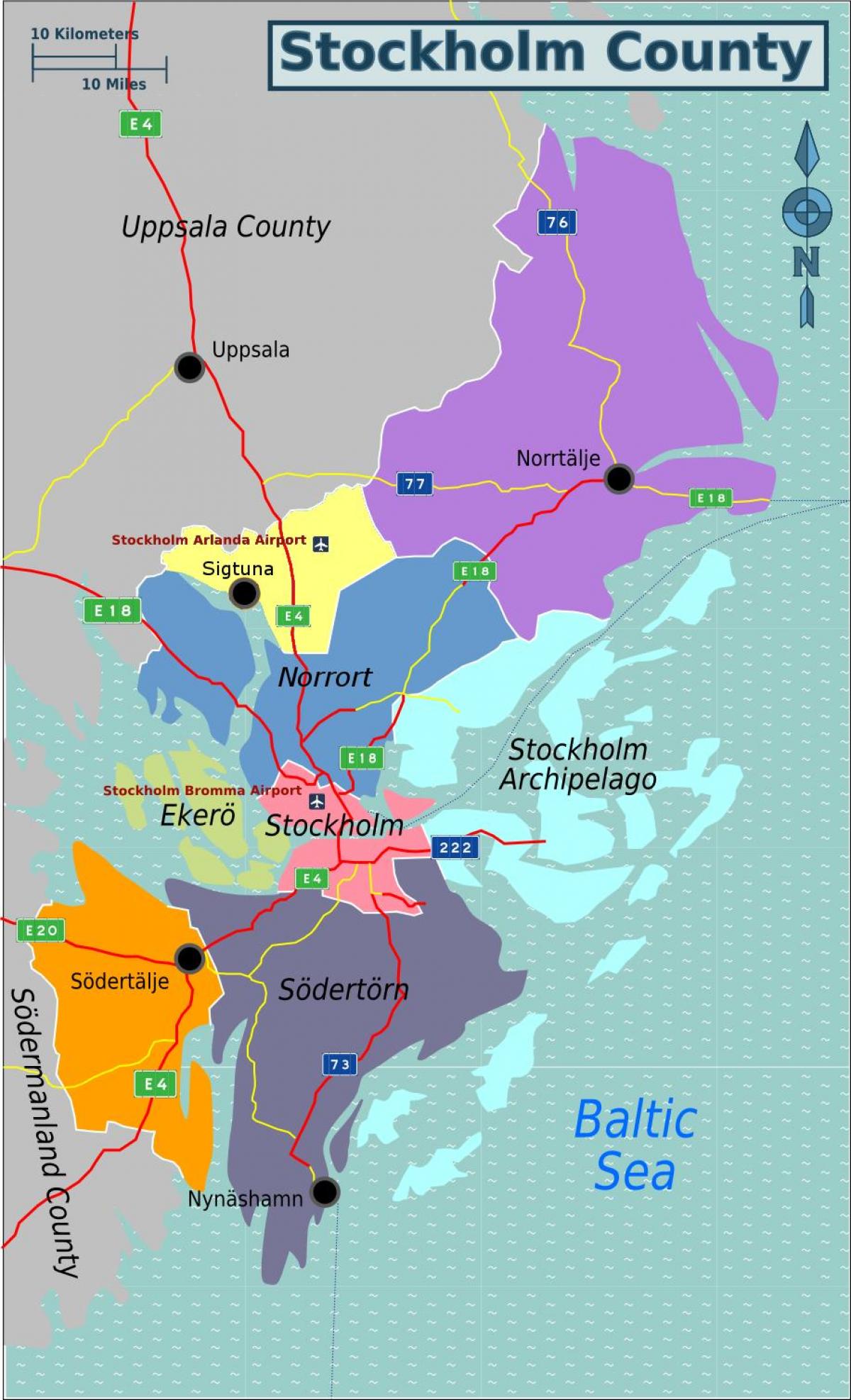 carte du comté de Stockholm