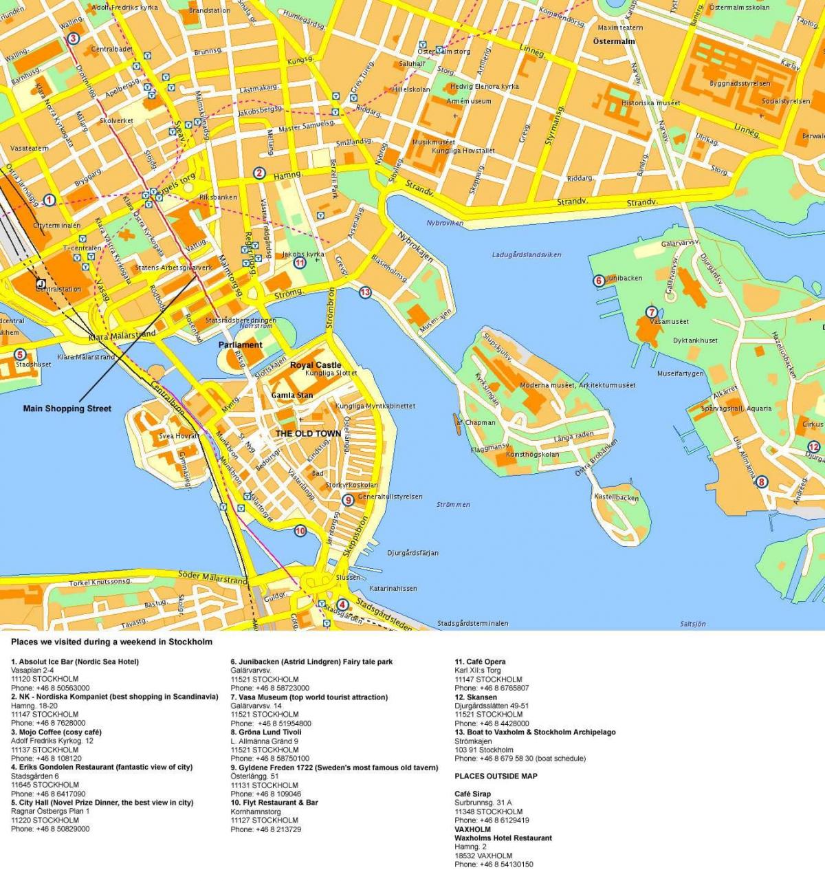 Stockholm centre de la carte