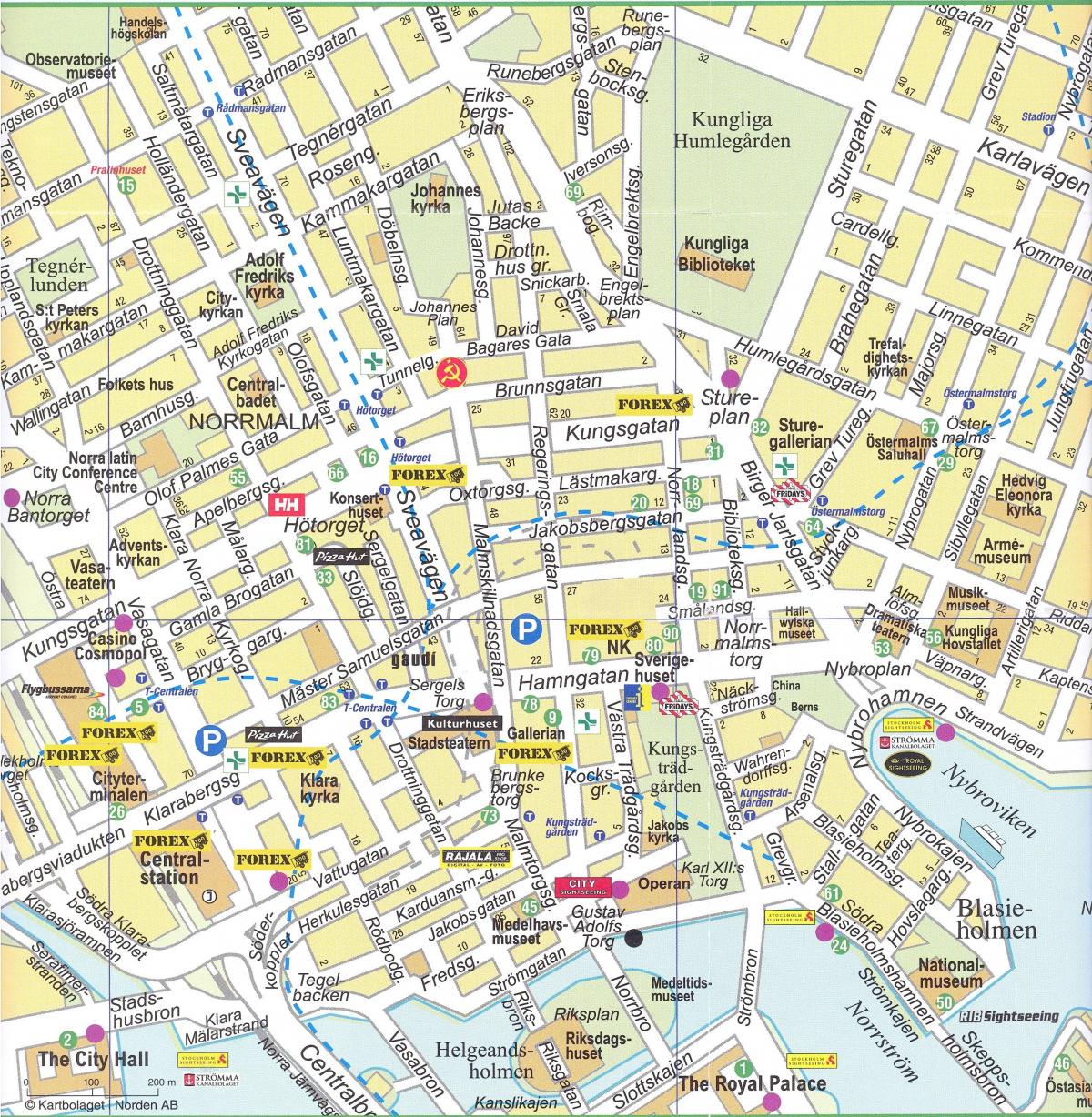 carte du centre-ville de Stockholm