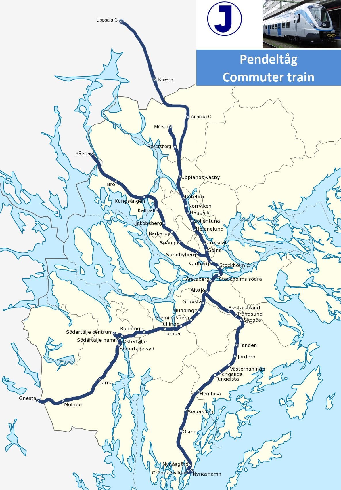 Stockholm pendeltåg carte