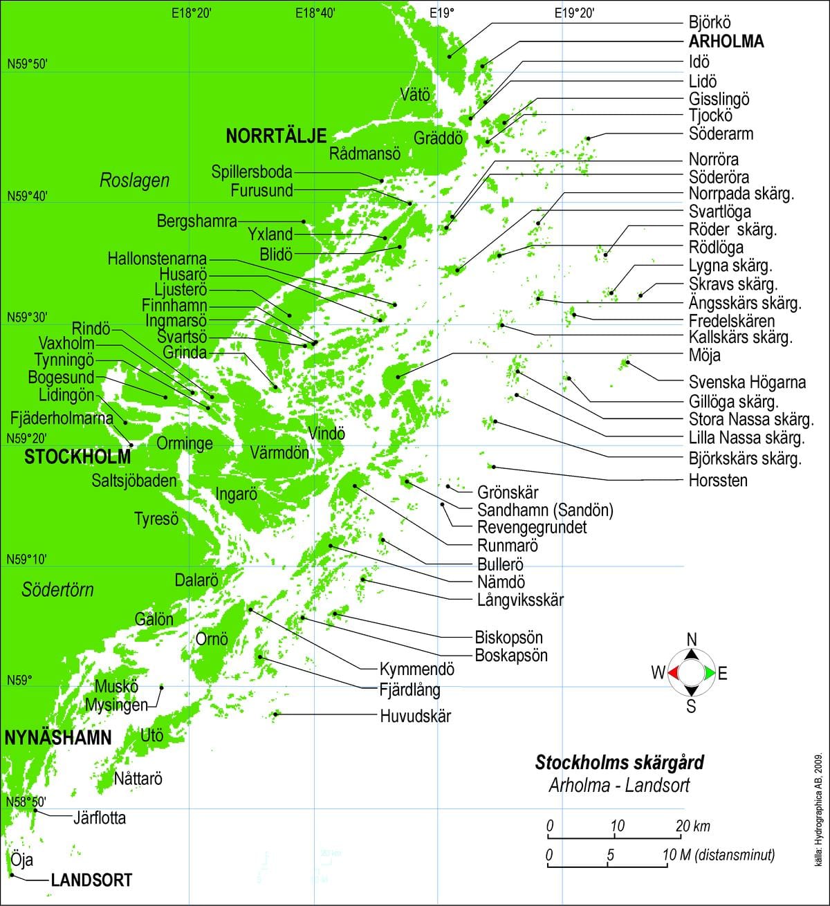 carte des îles de Stockholm