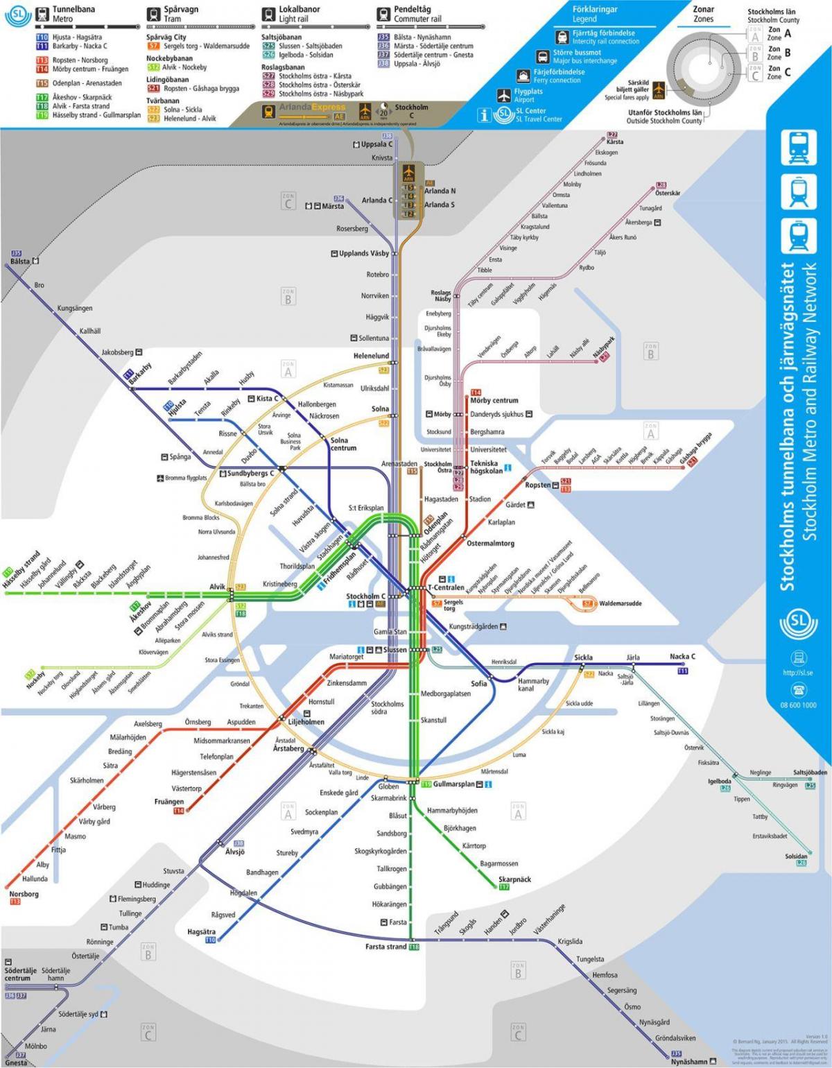 plan des transports publics de Stockholm