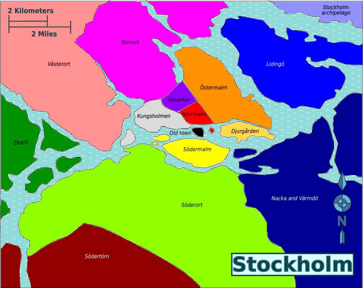 la carte de Stockholm districts