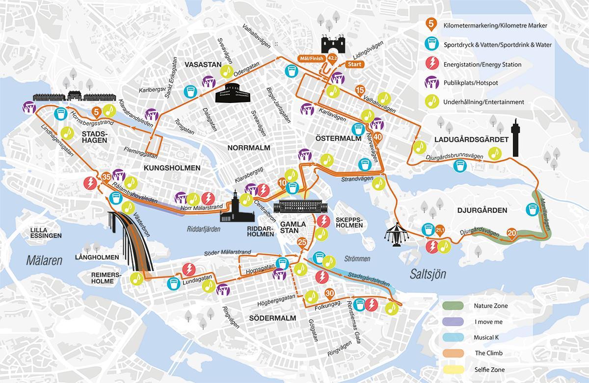la carte de Stockholm marathon