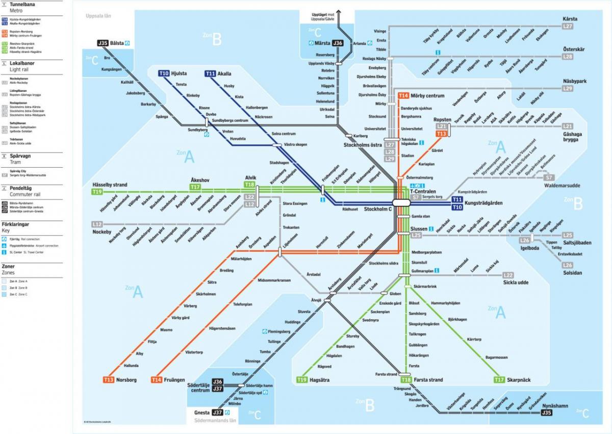 la carte de Stockholm de transit