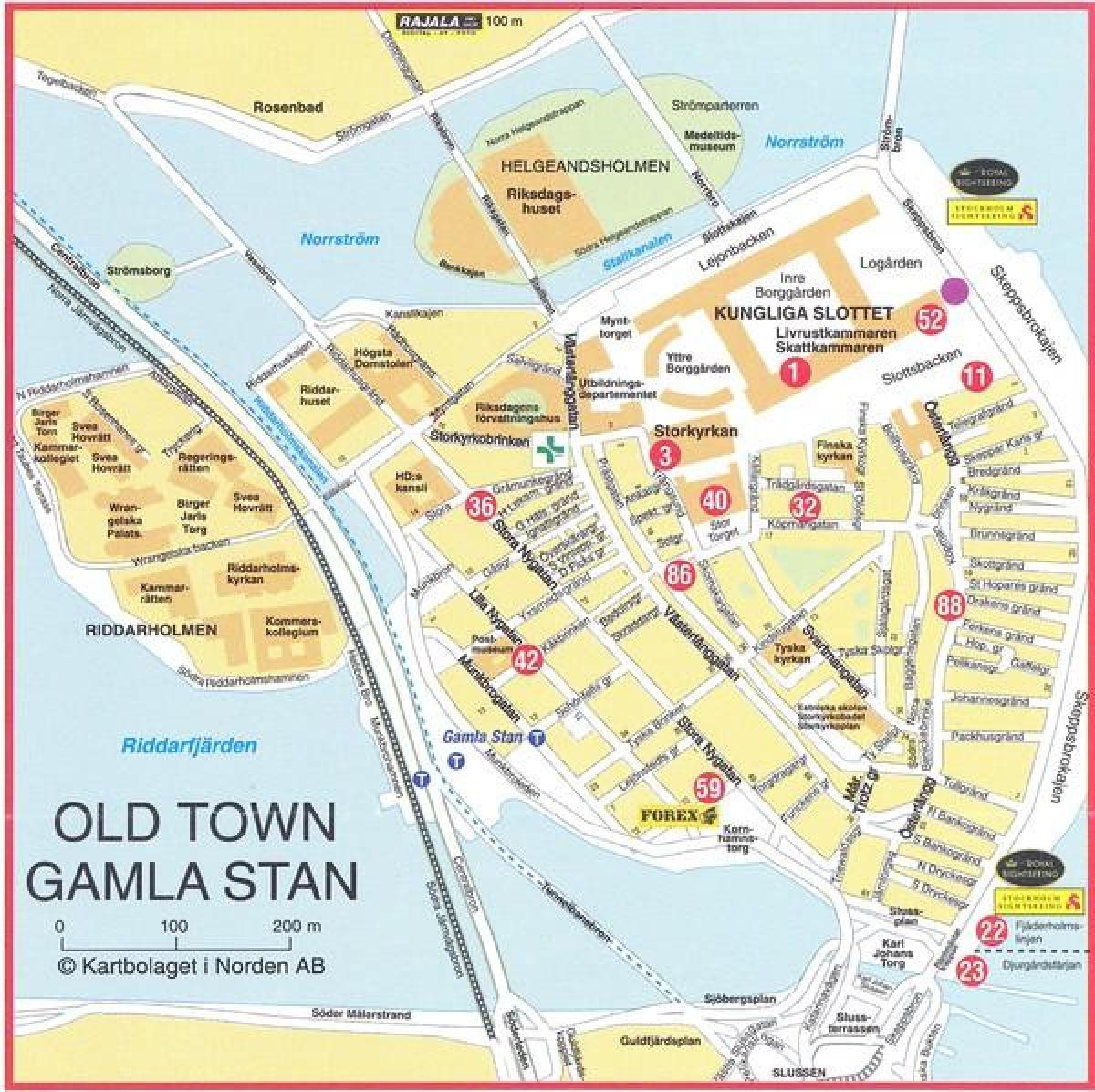 carte de la vieille ville de Stockholm Suède