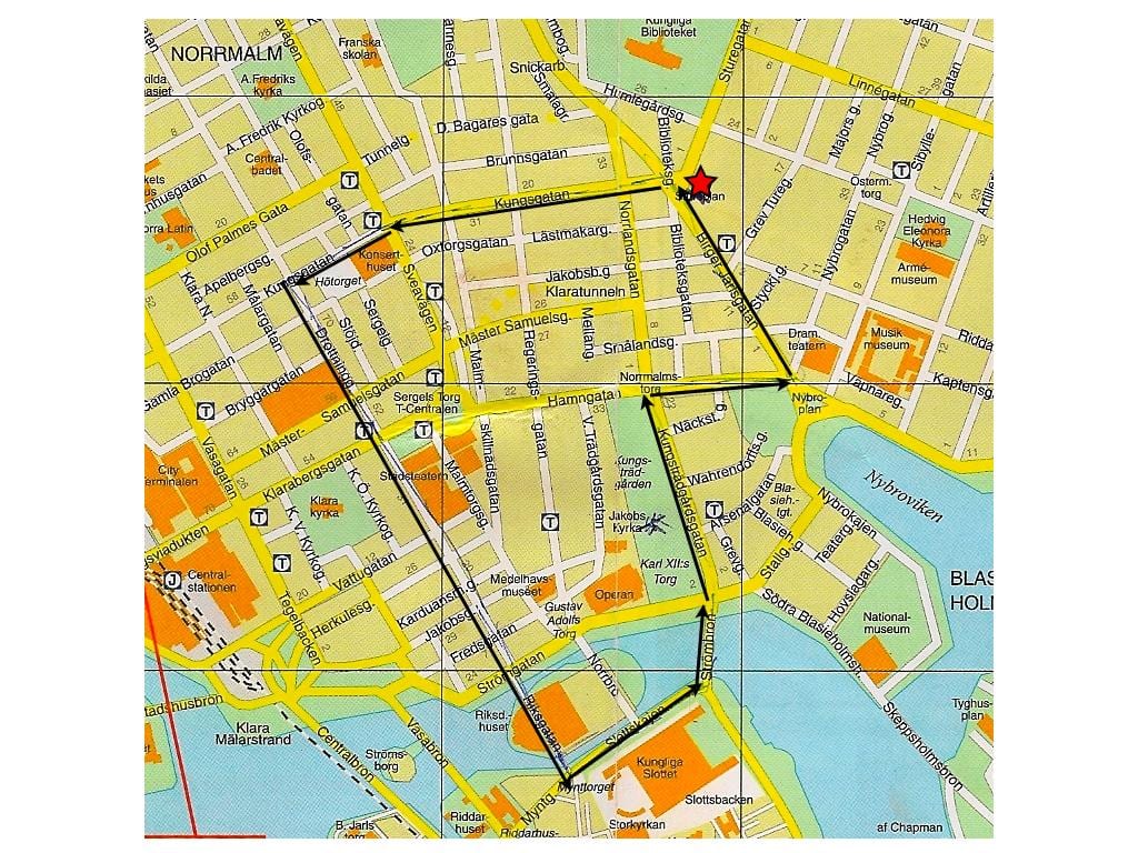 visite à pied de Stockholm carte