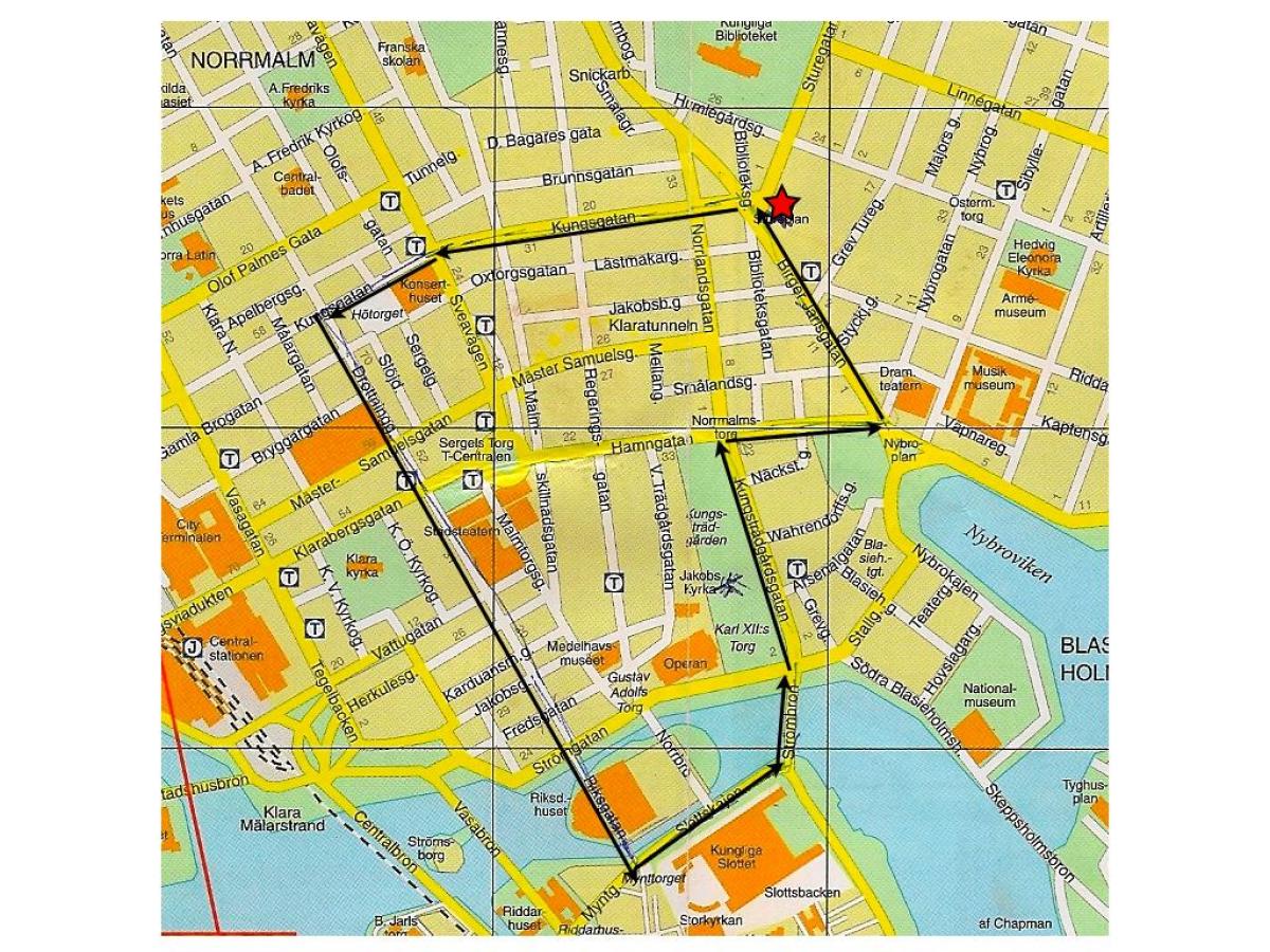 visite à pied de Stockholm carte