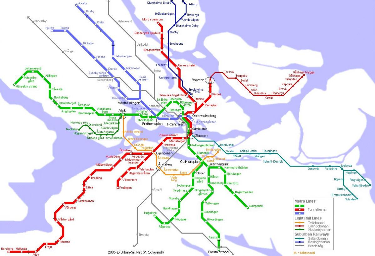 carte du métro de Stockholm, Suède