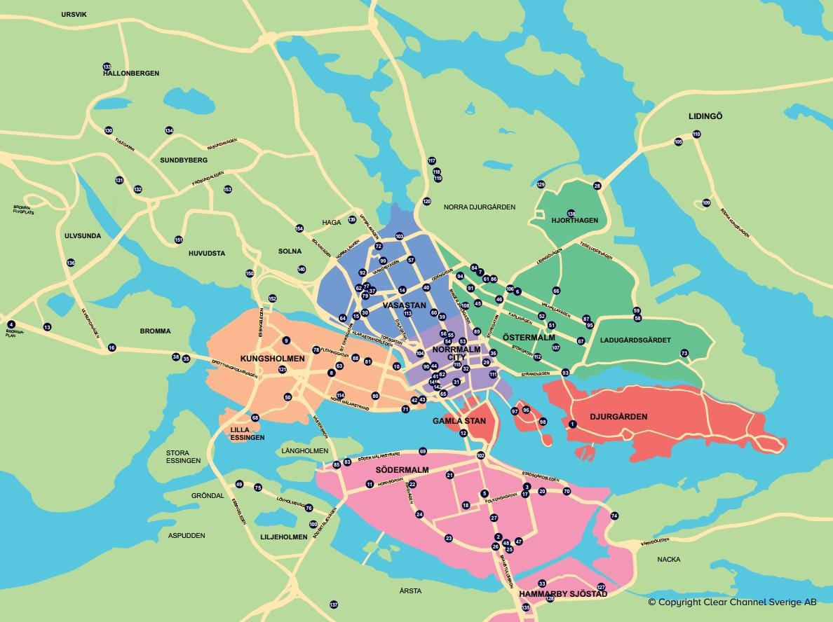carte de la ville à vélo la carte de Stockholm