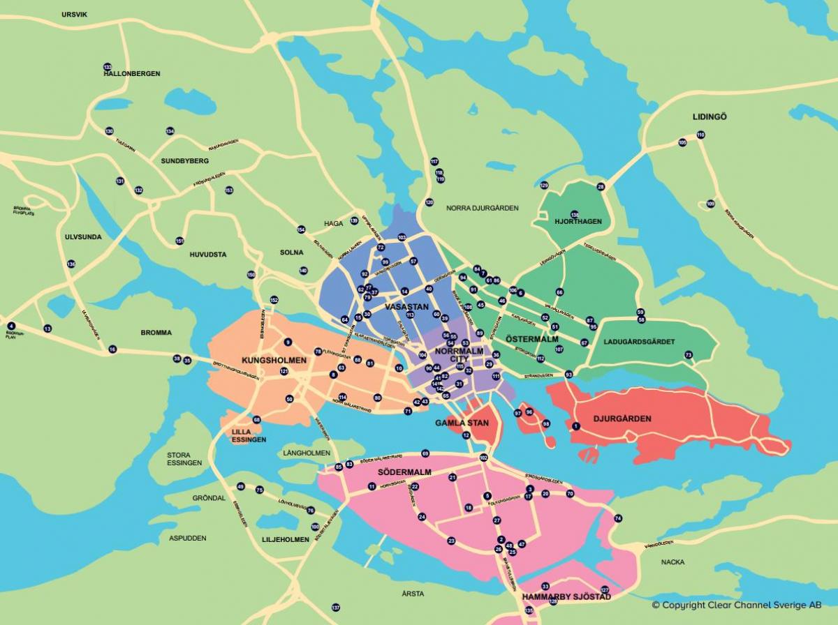 carte de la ville à vélo la carte de Stockholm