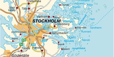 Stockholm, Suède, carte de la ville